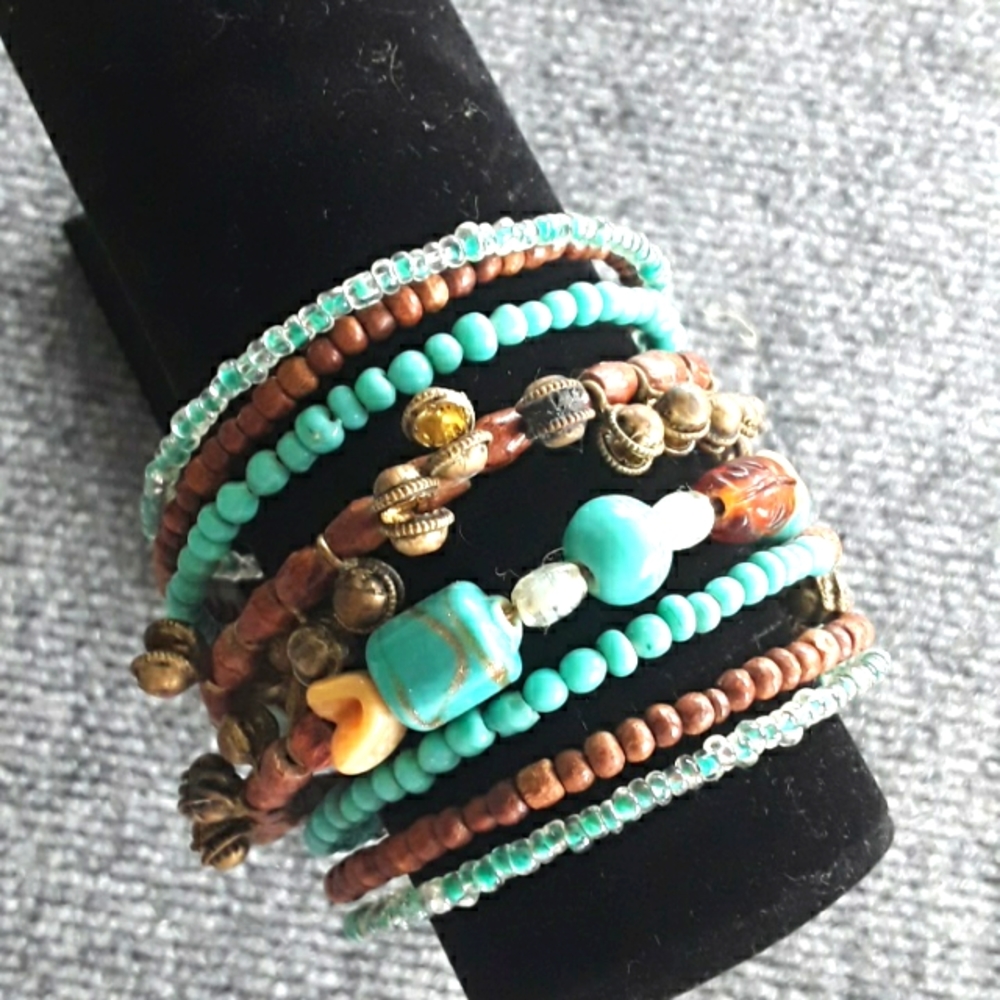 Artist made multi-strand beaded bracelet